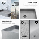 Tarragona Gothic ConcretoStone 19x14-in Deep Grey Bathroom Sink/Basin with Rectangular Vessel M8K2 - product image 3