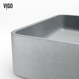 Tarragona Gothic ConcretoStone 19x14-in Deep Grey Bathroom Sink/Basin with Rectangular Vessel M8K2 - product image 7
