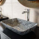 Titanium Glass Slate Grey Bathroom Sink/Basin Set with Niko Faucet and Rectangular Vessel N9D1 - product image 5