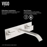 Titus Wall Mount Dual Handle Bathroom Sink Faucet, Eco-Friendly 1.2 GPM Flow Rate, Brushed Nickel H1E6 - product image 3