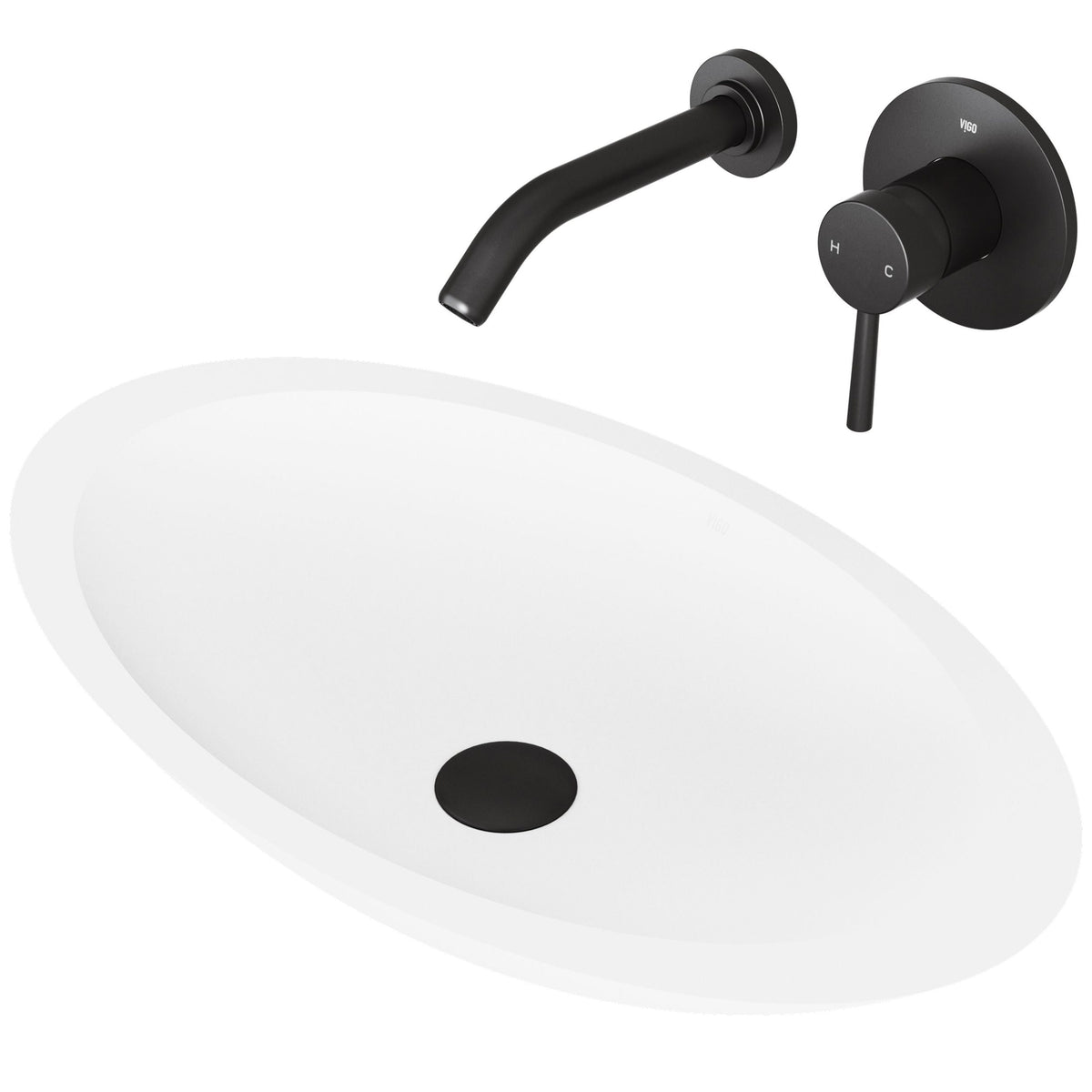 Wisteria White Bathroom Sink Set with Matte Black Olus Faucet X5P3 - product image 1