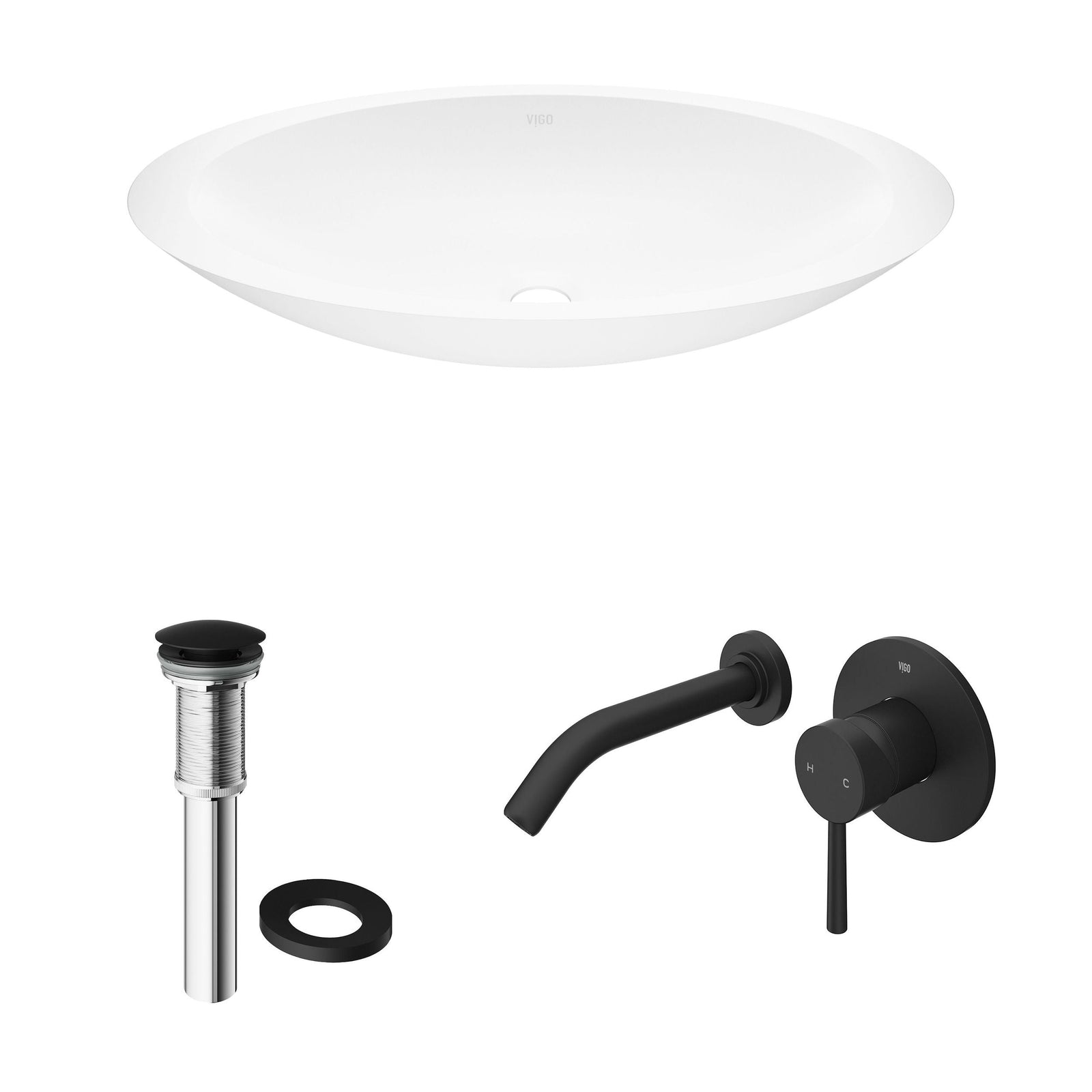 Wisteria White Bathroom Sink Set with Matte Black Olus Faucet X5P3 - product image 2