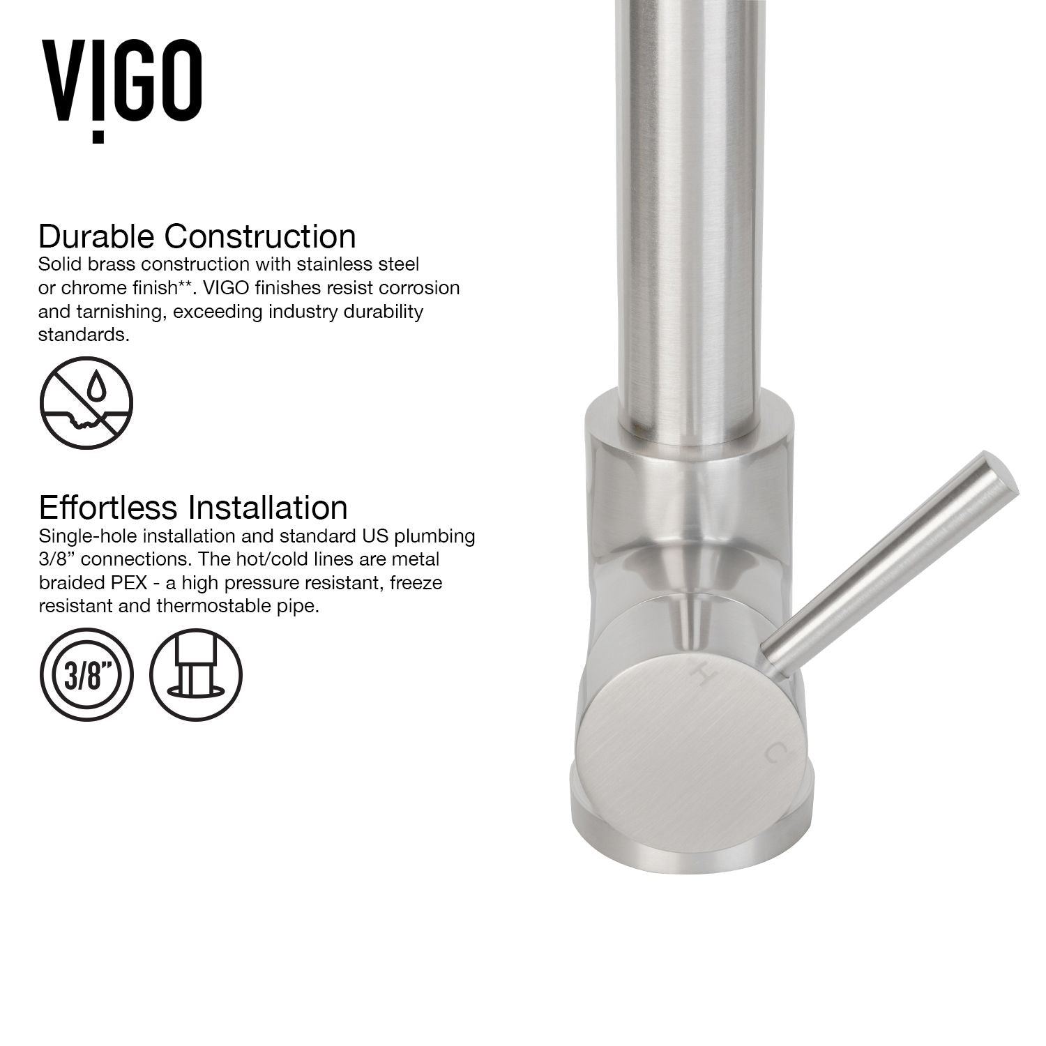 Zurich Single Handle Pull Down Spray Kitchen Faucet, Stainless Steel X6H6 - product image 6