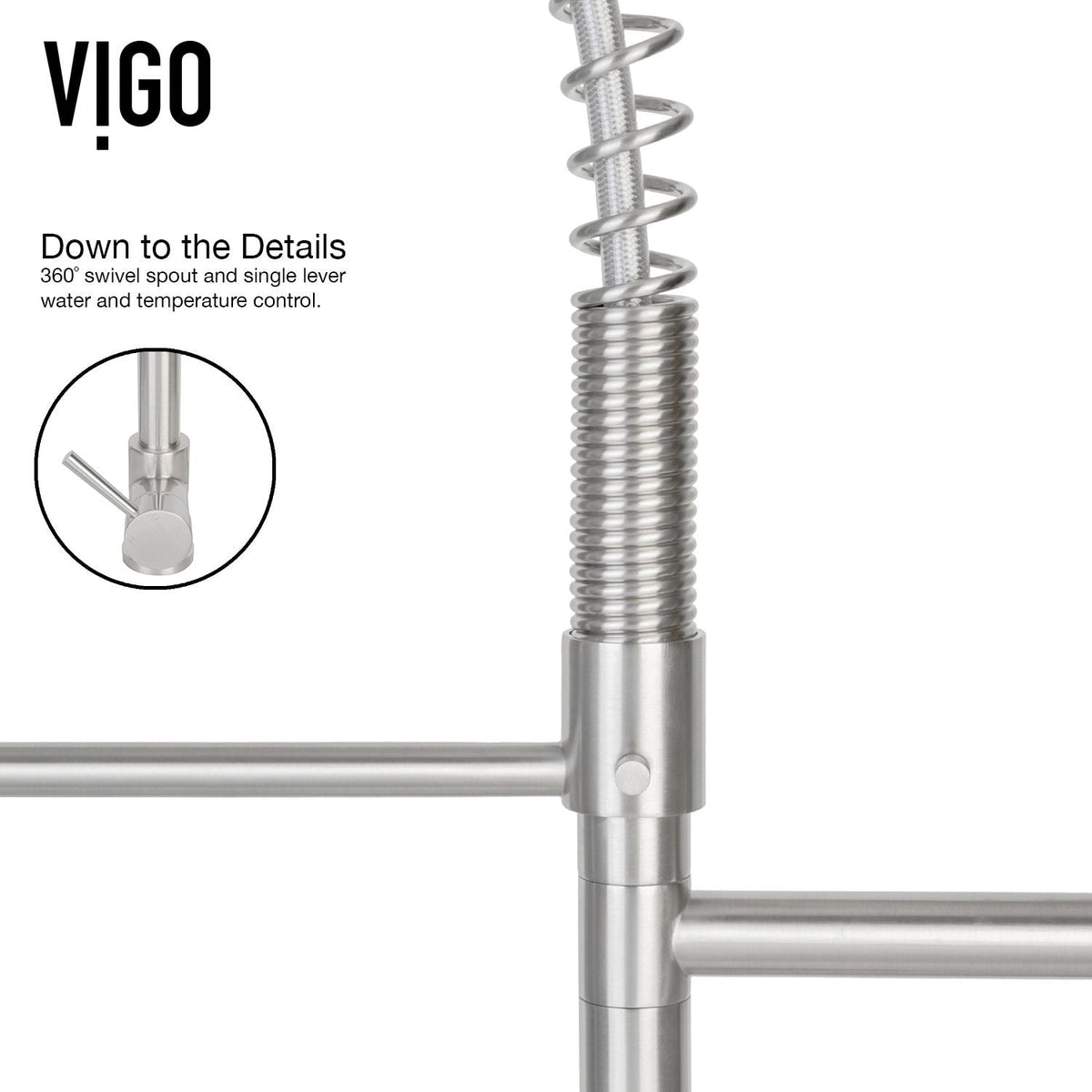 Zurich Single Handle Pull Down Spray Kitchen Faucet, Stainless Steel X6H6 - product image 7