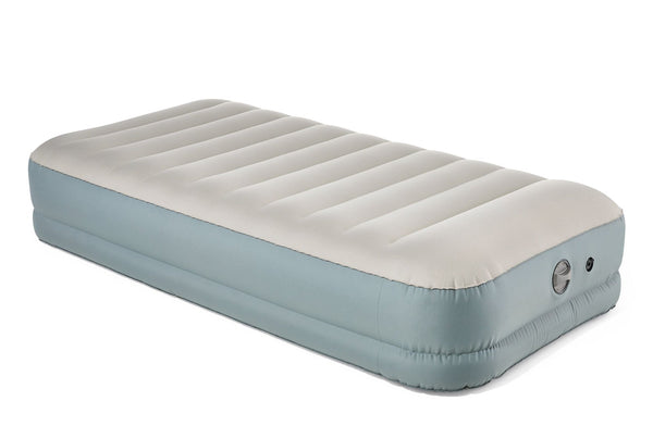 Double High Toughguard Inflatable Air Bed with Rechargeable Pump, Twin, Grey E6N8