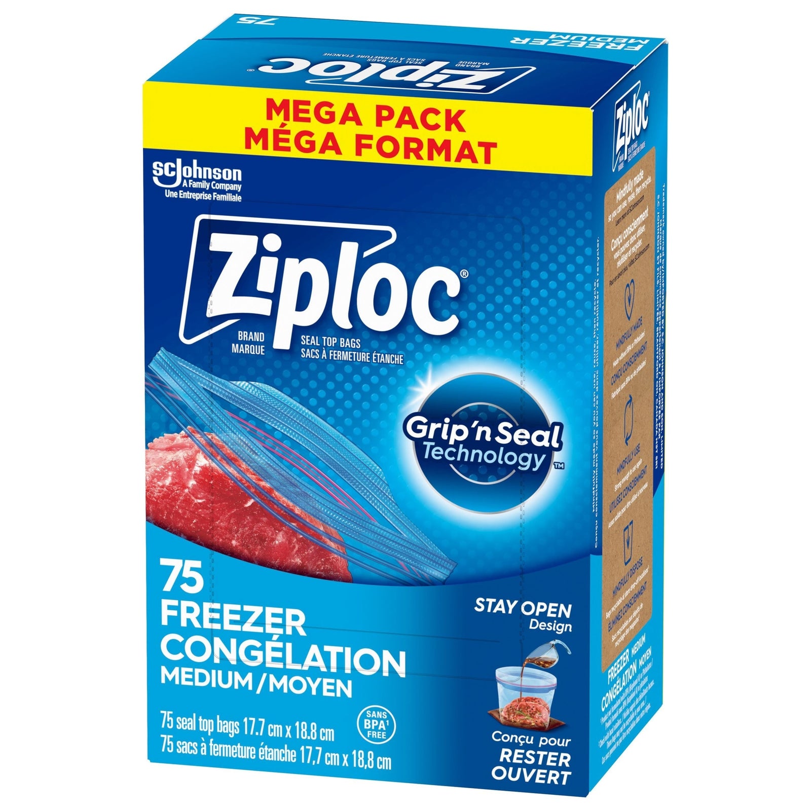 Medium Plastic Freezer Bags Mega Pack, 520-mL, 75-pk K0P5 - product image 1