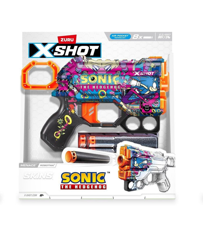 X-Shot Menace Sonic the Hedgehog Skins Foam Dart Toy Blaster for Ages 8+ D1C6